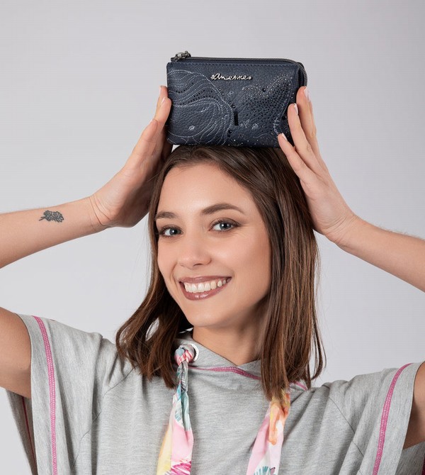 Anekke Studio Navy Blue Triple Coin Pénztárca | EUMK05892